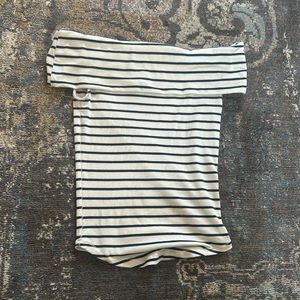 We The Free navy and white off the shoulder shirt